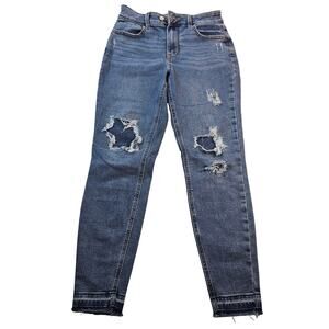 M jeans maurices S REG stretch distressed pull on jeans casual maternity? READ